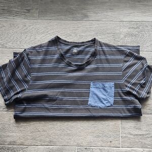 Jockey Blue and Gray Striped T-Shirt with Pocket